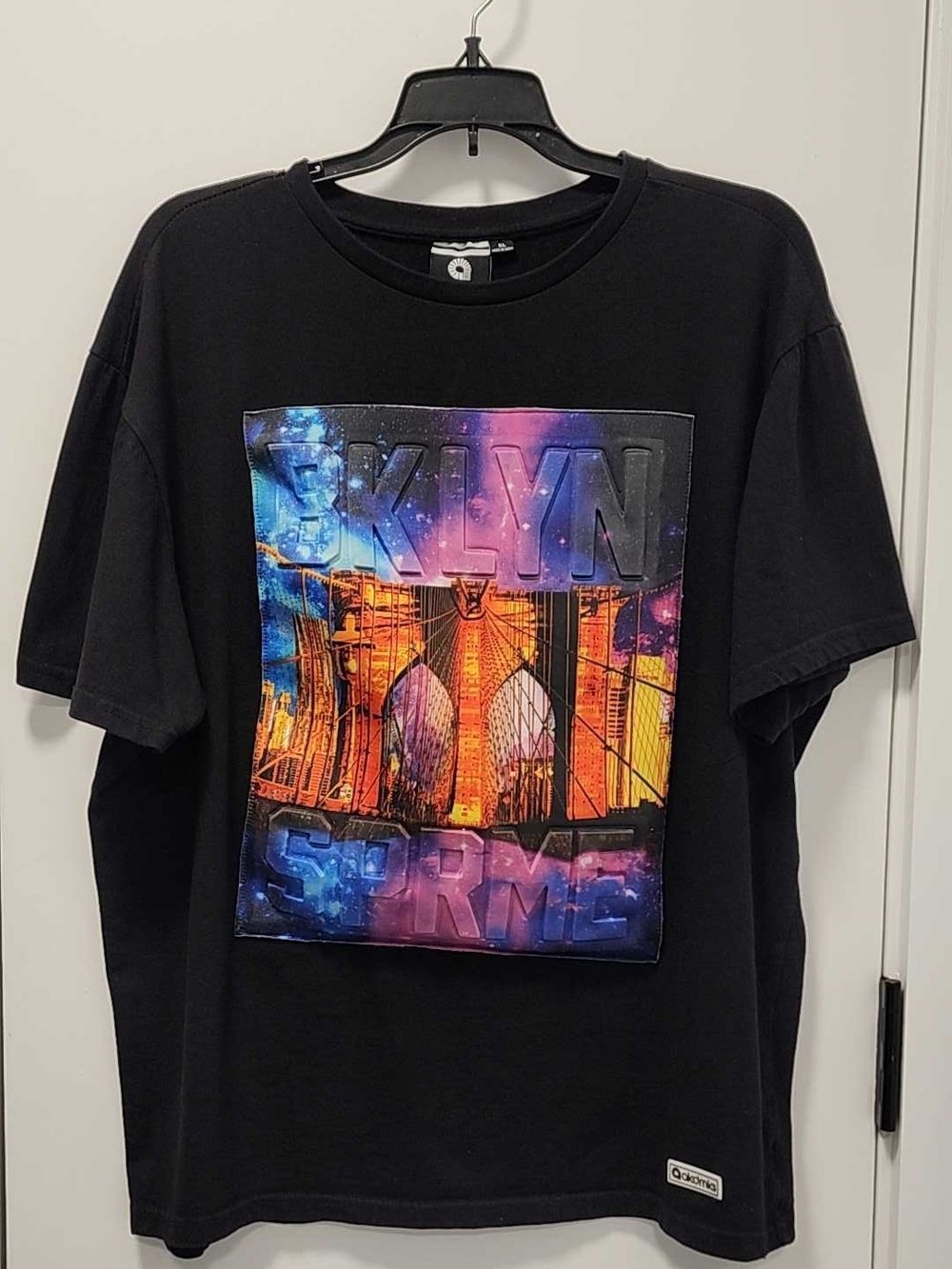 Akademiks Black Tee with Multicolor BKLYN SPREME Graphic